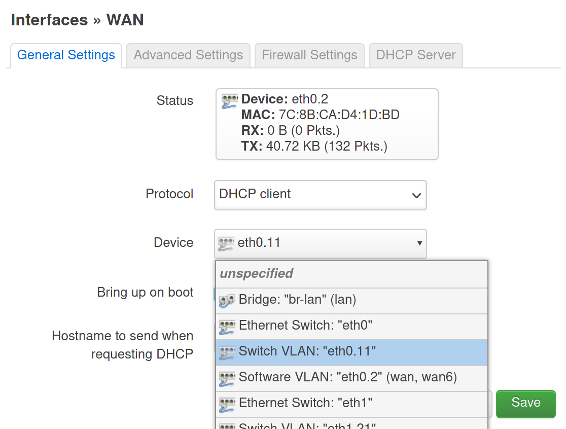 OpenWRT - WAN interface configuration example